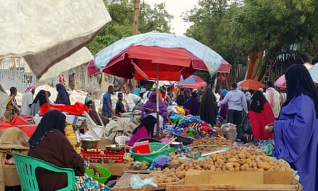 A market in Mogadishu bustles with life