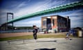 A skateboarder at Gothenburg's lvsborg Bridge.