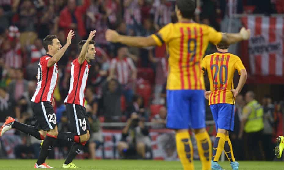 Athletic Bilbao's Aritz Aduriz and Markel Susaeta