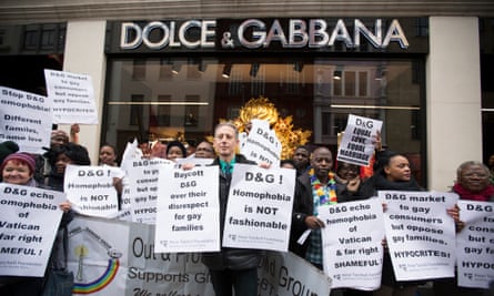 A protest outside Dolce & Gabbana's Old Bond Street store in March.