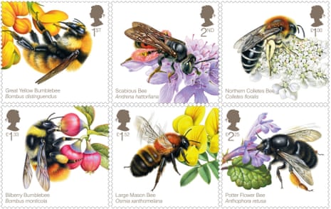Royal Mail set of stamps celebrating UK bees