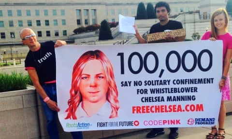 Chelsea Manning supporters at the Pentagon.