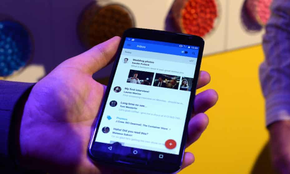 A Nexus 6 android using Google's Inbox app.