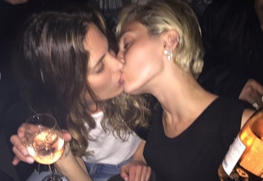 An Instagram of Miley Cyrus kissing model Frankie Rayder.
