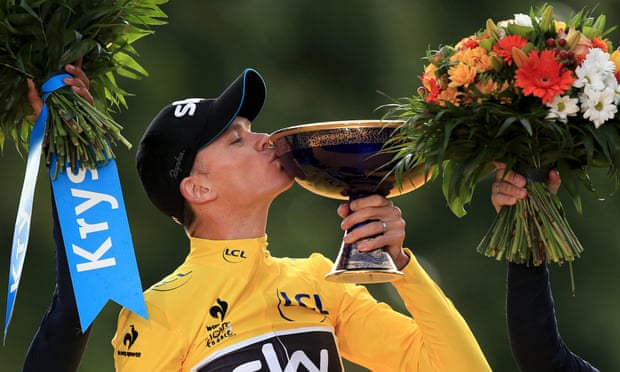 Chris Froome celebrates winning the 2015 Tour de France.