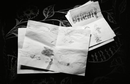 Some of Islam's drawings showing the trauma of losing her family members in an Israeli attack.
