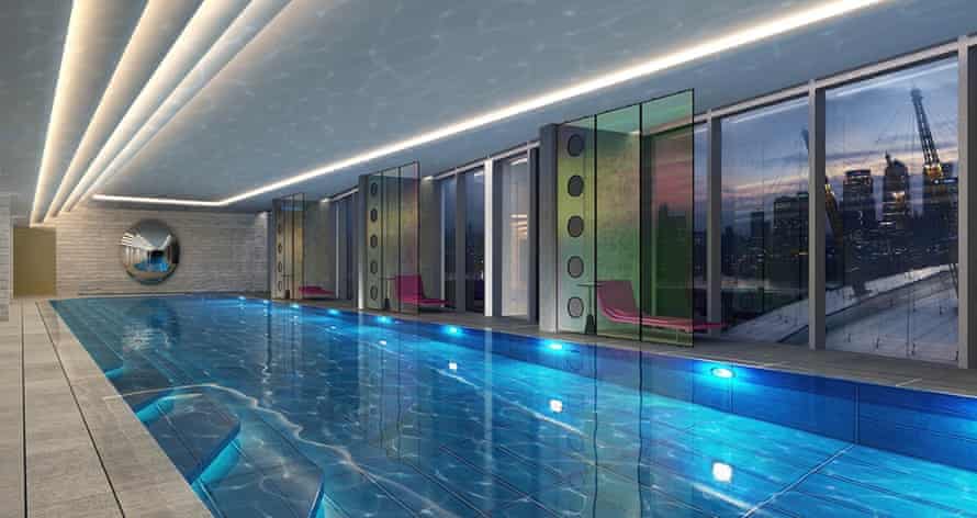'The highest residential pool in London' at the Greenwich Peninsular … but not for long.