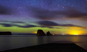 The northern lights over the coast of Caithness.