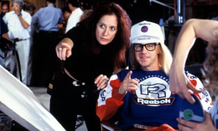 Penelope Spheeris directing Dana Carvey in Wayne's World in 1992.