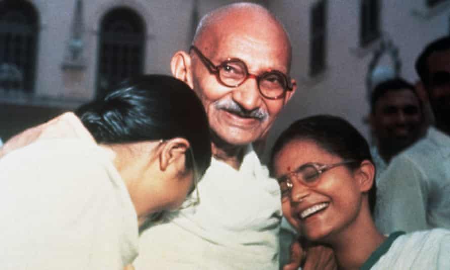 Mahatma Gandhi with his granddaughters