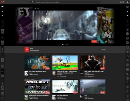 YouTube Gaming's website is available globally, with live streams prominent.