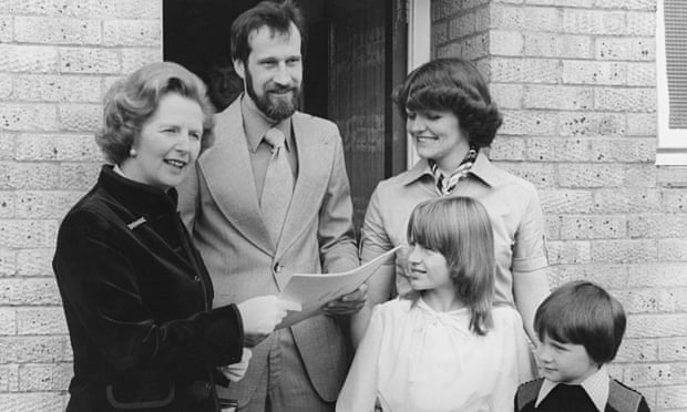 The King family of Milton Keynes receive the deeds to their council house from Margaret Thatcher
