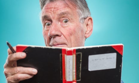 Michael Palin with one of his diary notebooks.