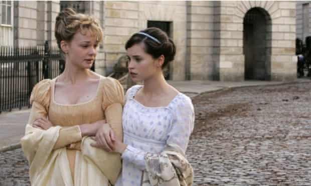 Carey Mulligan as Isabella Thorpe and Felicity Jones as Catherine Morland, in a still from Andrew Davies's film adaptation of Northanger Abbey.