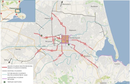 Proposed Christchurch cycle ways