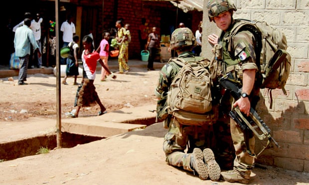 French soldiers on patrol in the Central African Republic.