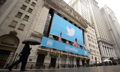 Great solution, bad investment? A Twitter banner adorns the front of the New York Stock exchange
