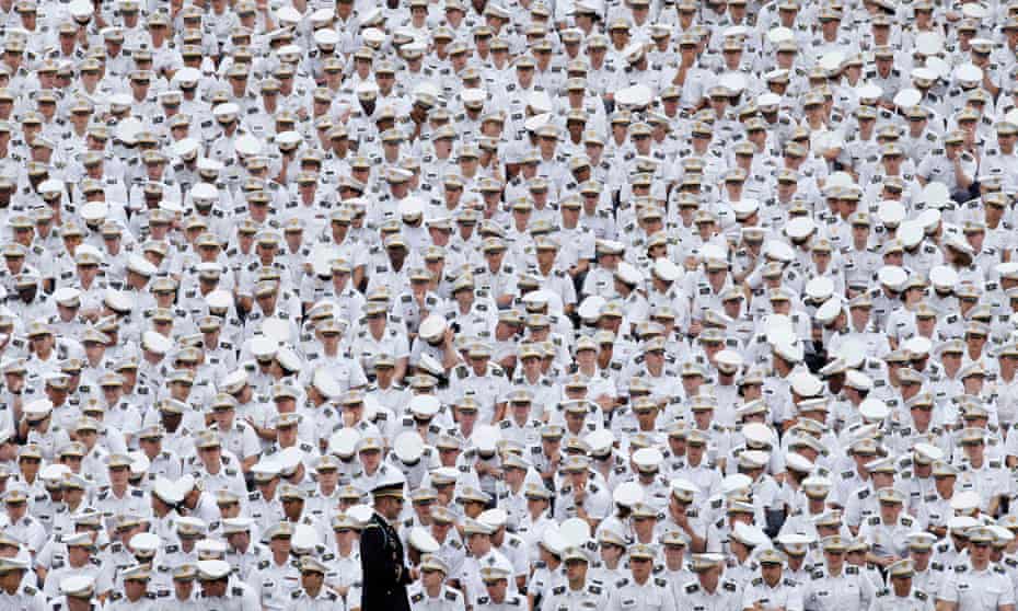 Underclassmen attend a commencement ceremony at the United States Military Academy at West Point, New York.
