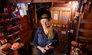 Annemarie Fitzsimons-Keogh, managing director of Awards 4 All Occasions, in her shed workshop in Eggleston, County Durham.