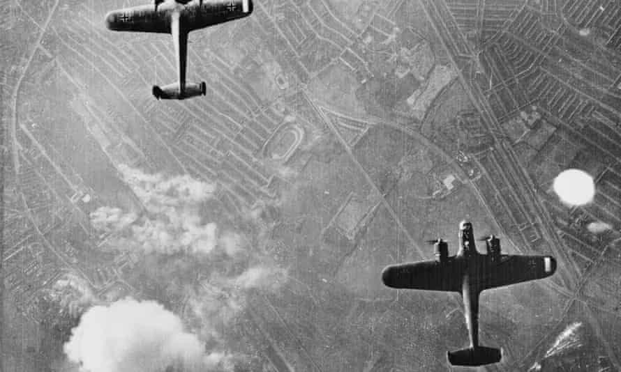 Two Dornier 17 bombers over West Ham, London, on 7 September 1940.