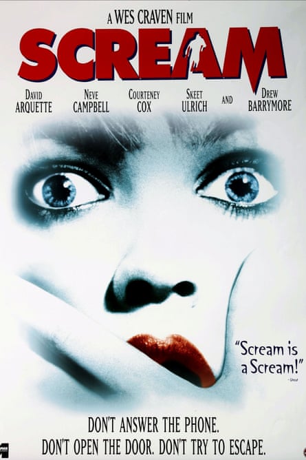A poster for Scream, 1996.