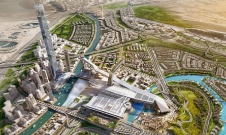 Another view of the Meydan One development showing the ski ramp.