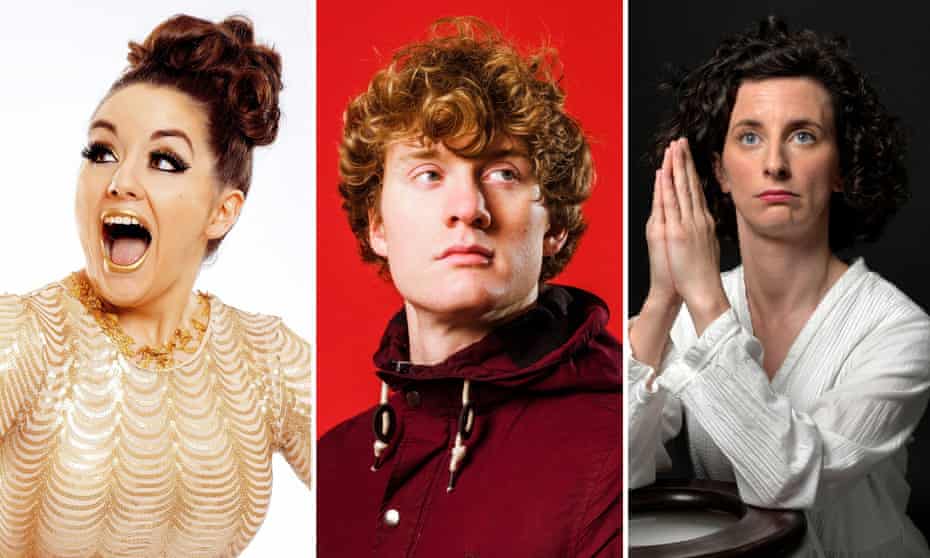 From left to right: Holly Burn, show selector James Acaster and Felicity Ward