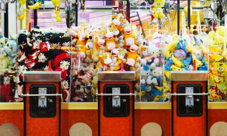 Cuddly toys in a machine at the fairground