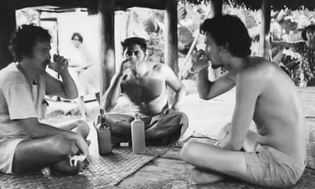 Bryan Di Salvatore, Viti Savaiinaea, and William Finnegan in Sala’ilua, Savai’i, Western Samoa, 1978