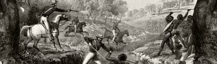 Godfrey Charles Mundy's depiction of the 1838 Slaughterhouse Creek massacre.