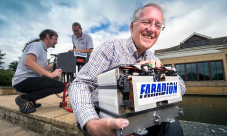 Chris Wright, the chairman of Faradion, with the sodium-ion electric car battery.