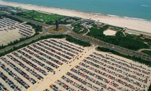 The 10-mile Jones Beach, created entirely out of dredged sand, has parking for more than 14,000 cars.