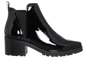Patent chelsea boots, £85,