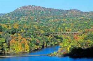The Hudson river and Bear Mountain bridge.