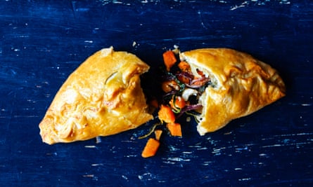 Squash, goat’s cheese and spinach pasties