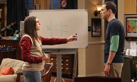 Mayim Bialik in The Big Bang Theory with Jim Parsons.