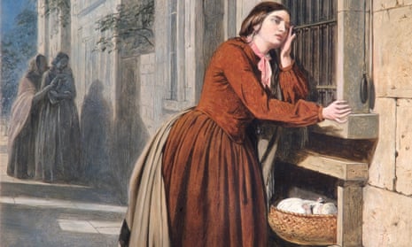 A detail from Henry Nelson O’Neil’s 1855 painting A Mother Depositing Her Child at the Foundling Hospital in Paris, on show at the London Foundling Museum’s forthcoming exhibition. 