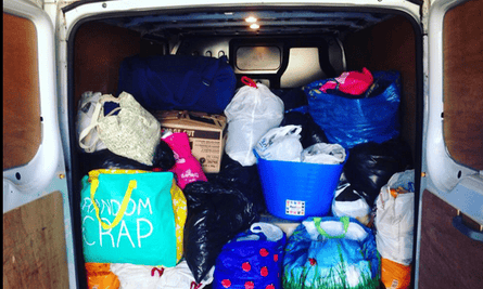 The back Edinburgh University Students' Association's van loaded with donations.
