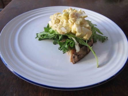Martha Stewart’s open-topped egg salad sandwich.