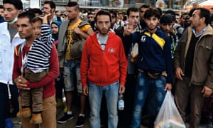 Refugees at the railway station in Munich, Germany