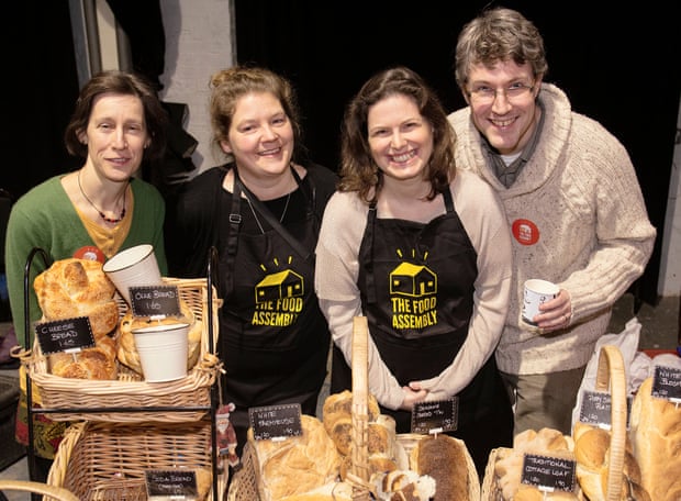 The Food Assembly Frome organisers Pia McGee and Lindsay Downes (centre), with Jackie Adkins and Liam McGee.