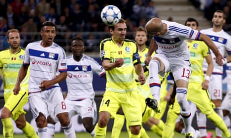 Lyon's Christophe Jallet scores against Gent
