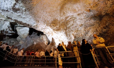 Tourists stand in line at the Jeita Grotto in Lebanon