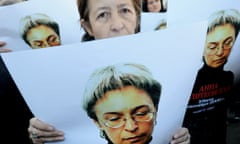 A rally in honour of slain Russian journalist Anna Politkovskaya in Moscow.