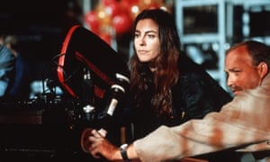 Director Kathryn Bigelow on the set of 1995 sci-fi thriller Strange Days.