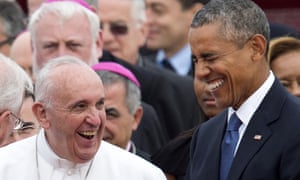 laughing pope and obama