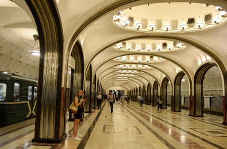 The Mayakovskaya underground station in Moscow.