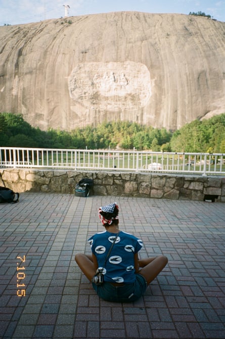 Kara Walker visiting the Stone Mountain monument in Atlanta, July 2015.