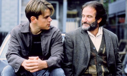 With Robin Williams, his co-star in Good Will Hunting.