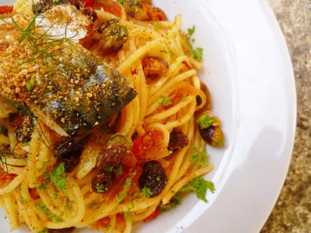 Rachel Kelly's intriguing (and tasty) spaghetti with sardines and raisins.